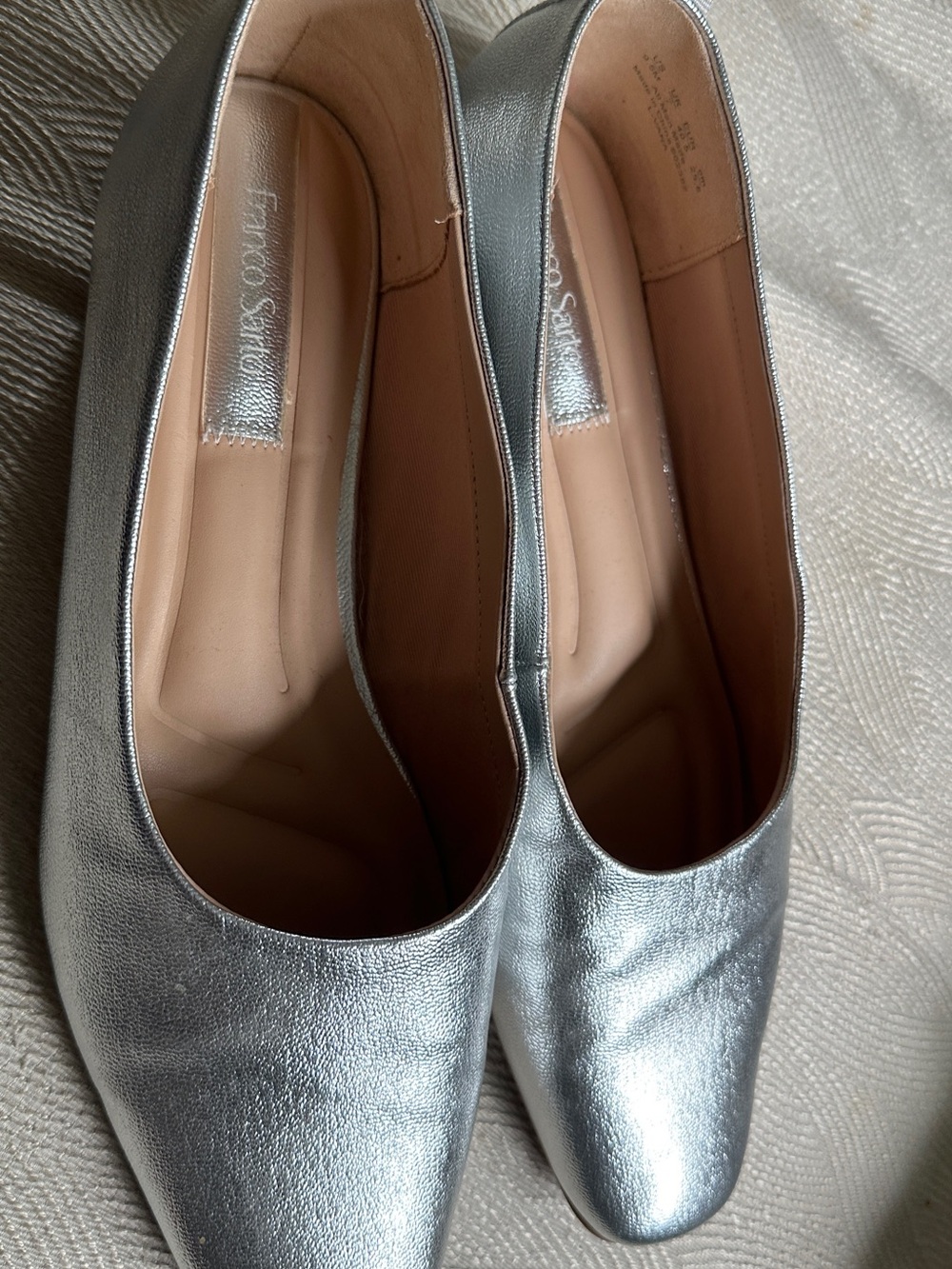 Franco Sarto Metallic Silver Flat Loafers